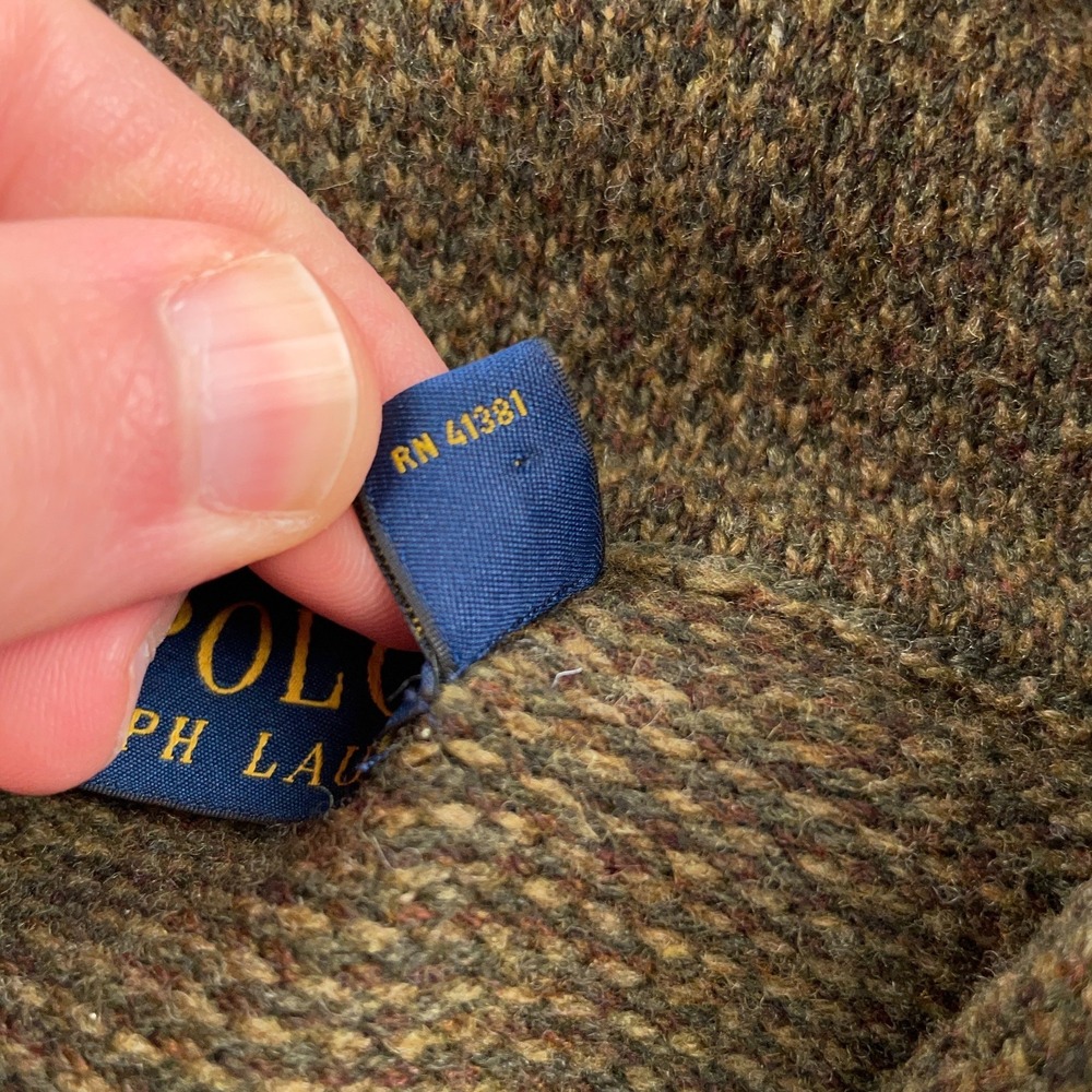 Polo Ralph Lauren Sweater Mens Small Patchwork Shawl Collar Cardigan Equestrian - Picture 10 of 13